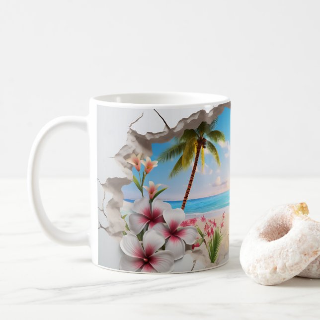 Taza De Café Trópico Bliss 3D Café Mug (Con donut)