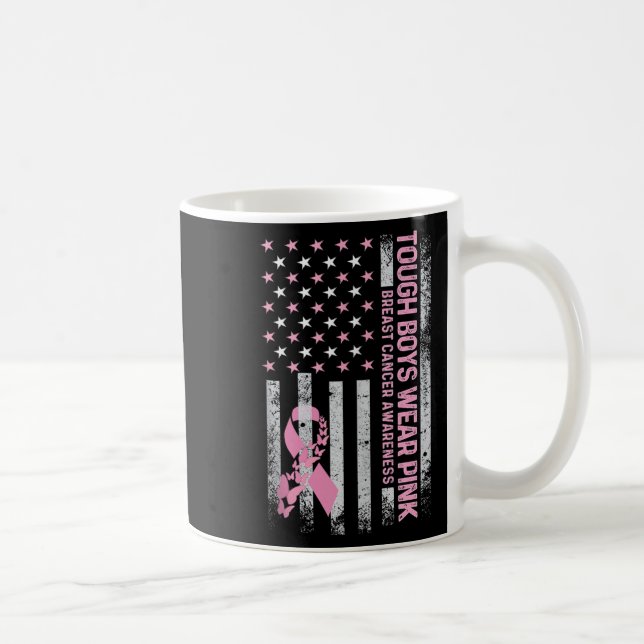 Taza De Café Trough Boy Wears Pink Breast Cancer Awareness Usa  (Derecha)