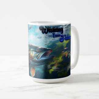 Taza De Café Trucha arco iris "Deseando que estuviera pescando"