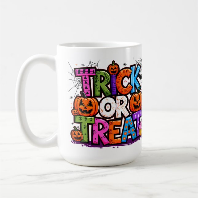 Taza De Café TRUCO O TRATAMIENTO | Fiesta Cute Halloween Bash (Izquierda)