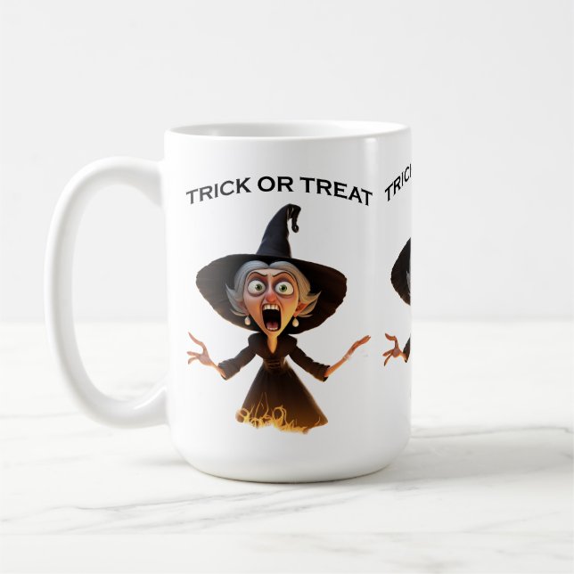 Taza De Café "Truco o trato" de bruja personalizado (Izquierda)