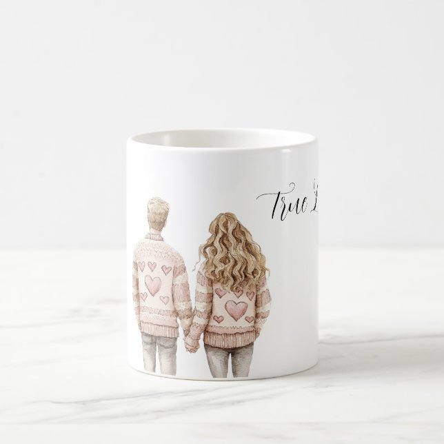 Taza De Café True Love Pink Hearts Couple (Centro)