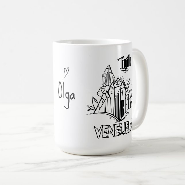 Taza De Café Trujillo Venezuela diseño artístico | Virgen paz (Anverso derecho)
