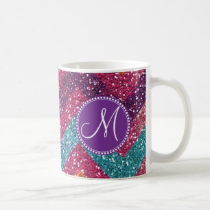 Taza De Café Trullo anaranjado púrpura rosado de Chevron del