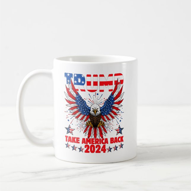 Taza De Café Trump 2024 Recuperar la bandera estadounidense Tru (Izquierda)