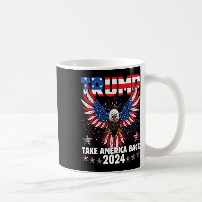 Taza De Café Trump 2024 Recuperar la bandera estadounidense Tru (Derecha)