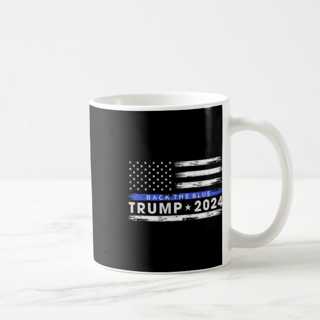 Taza De Café Trump 2024 Respaldo de la Línea Azul Delgada Azul  (Derecha)