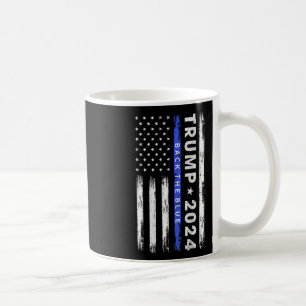 Taza De Café Trump 2024 Respaldo de la Línea Azul Delgada Azul