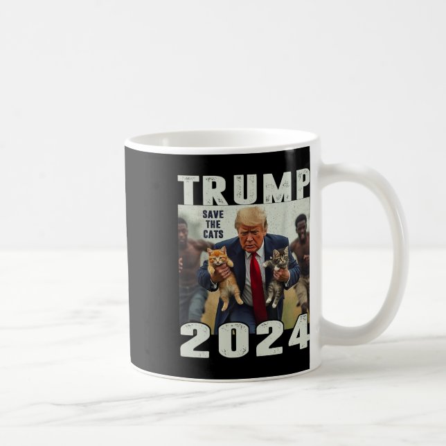 Taza De Café Trump 2024 Salva El Debate De Los Gatos (Derecha)