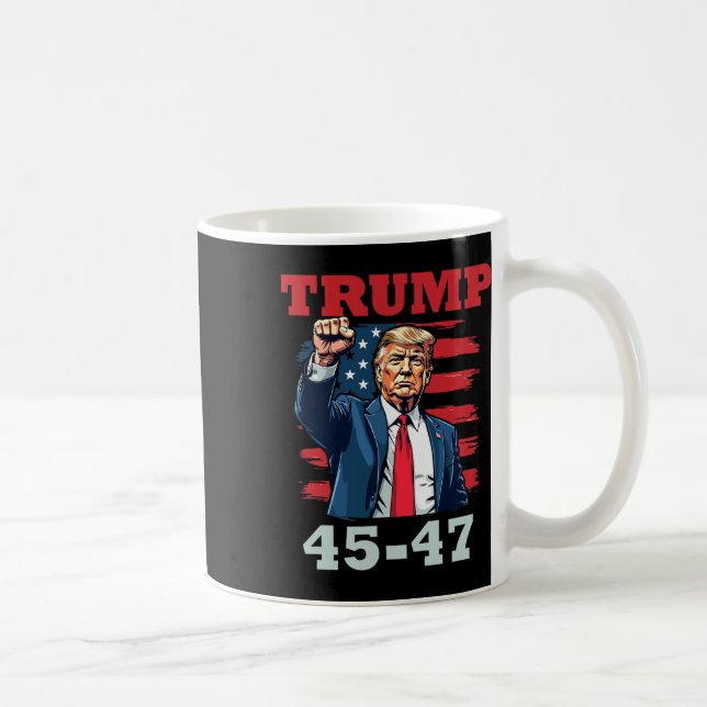 Taza De Café Trump 45-47: Audaz diseño presidencial para Trump  (Derecha)