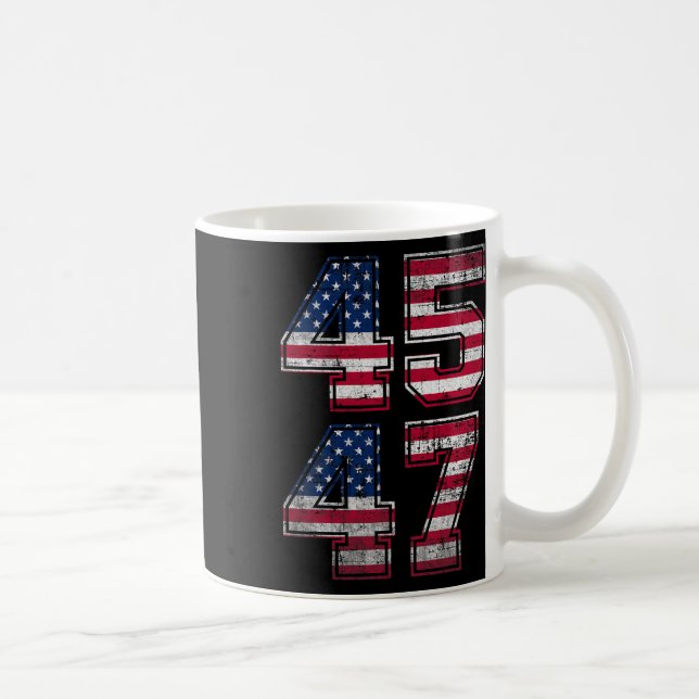 Taza De Café Trump 45 47 Retro 4547 bandera ventilado estadouni (Derecha)