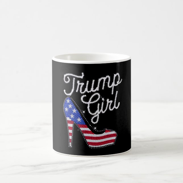 Taza De Café Trump Chica de alto talón Bandera Americana Bling  (Centro)