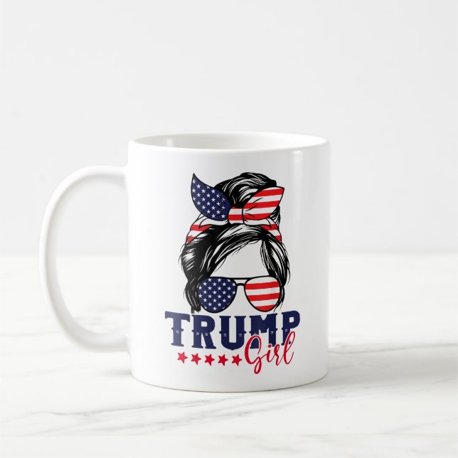 Taza De Café Trump Chica desordenado Bandera estadounidense Tru (Izquierda)