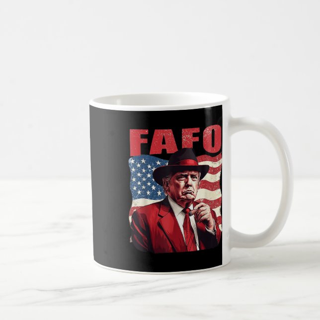 Taza De Café Trump Fafo Funny Fafo Trump Bandera estadounidense (Derecha)