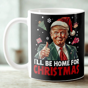 Taza De Café Trump Gift Wrap Estaré en casa para Navidades