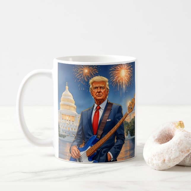 Taza De Café Trump juega contra los fuegos artificiales del Cap (Con donut)