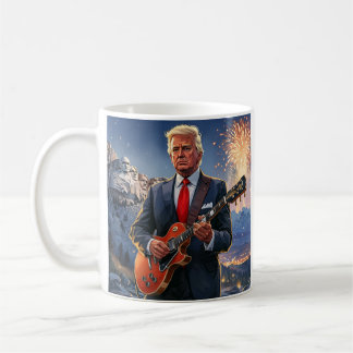 Taza De Café Trump Jugando Guitarra Eléctrica Monte Rushmore MA