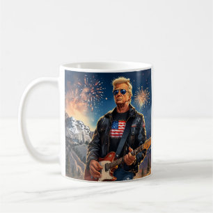 Taza De Café Trump Jugando Guitarra Eléctrica Monte Rushmore MA
