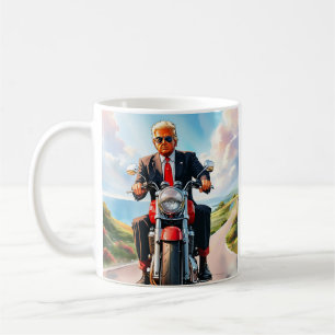 Taza De Café Trump montando motocicleta Beautiful Road America