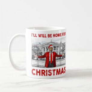 Taza De Café Trump Navidad Santa Estaré En Casa Para Navidad