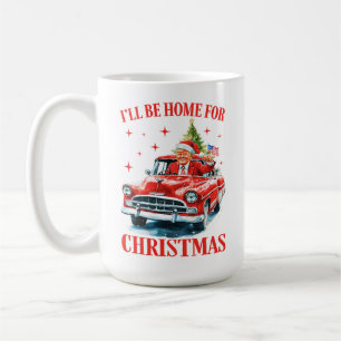 Taza De Café Trump Santa Hat Estaré en casa para Navidades