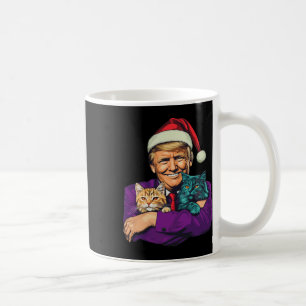 Taza De Café Trump Sosteniendo Gatos Feliz Navidad Festivo Dive