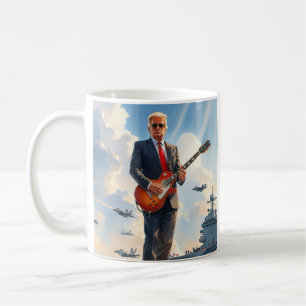 Taza De Café Trump tocando guitarra eléctrica en aerolíneas