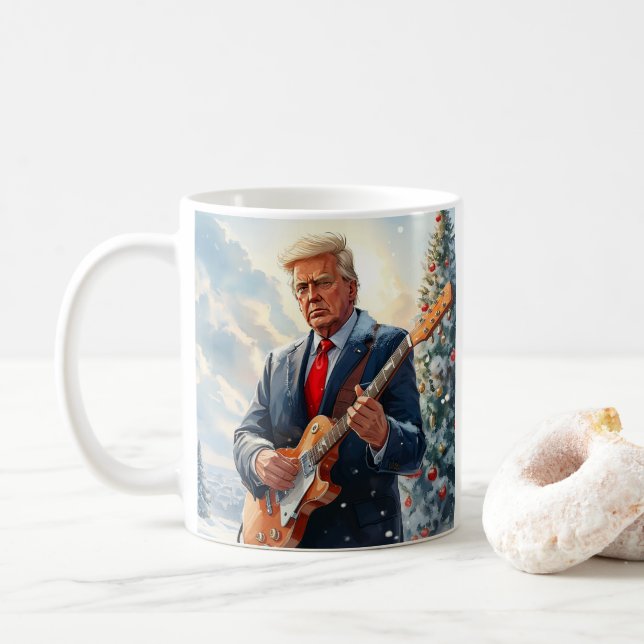Taza De Café Trump tocando guitarra eléctrica por árbol de Navi (Con donut)