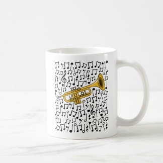 Taza De Café Trumpet Con Notas Musicales, Músico De Brass