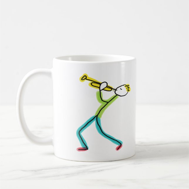 Taza De Café Trumpet Playing Stickman (Izquierda)