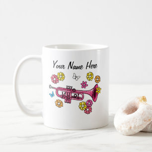 Taza De Café Trumpeter floral Trumpeter Personalizado de música
