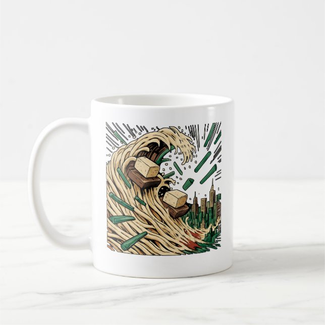 Taza De Café Tsunami de fideos sobre arte pop de Tokio (Izquierda)