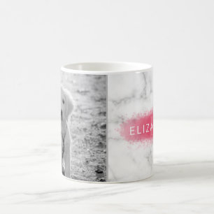 Taza De Café Tu foto personalizada y textura de mármol falso co