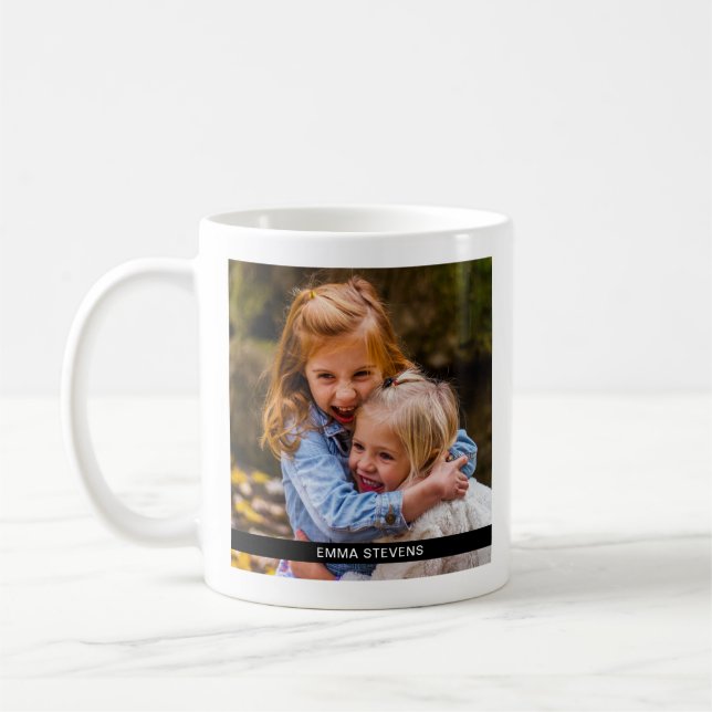 Taza De Café Tu foto y nombre doble cara Mug (Izquierda)