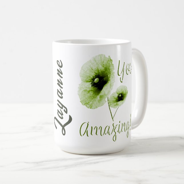 Taza De Café Tú Increíble Floral Verde (Anverso derecho)