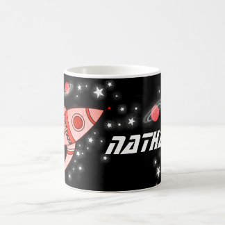 Taza De Café tu nombre (9 letras) espacio negro rojo niños mug