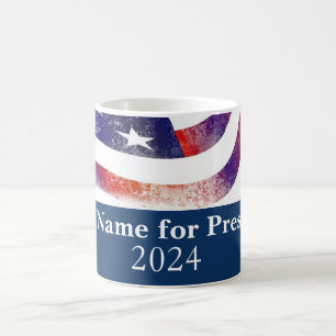 Taza De Café Tu nombre para presidente 2024 bandera americana