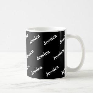 Taza De Café Tu nombre   Típica blanca retro-moderna sobre negr