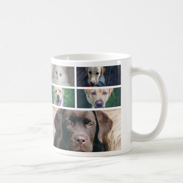 Taza De Café Tu plantilla de collage de fotos personalizada (Derecha)