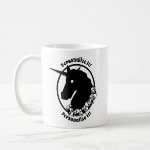 Taza De Café TU TEXTO Unicornio Zombie