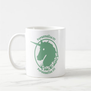 Taza De Café TU TEXTO Verde Zombie Unicorn