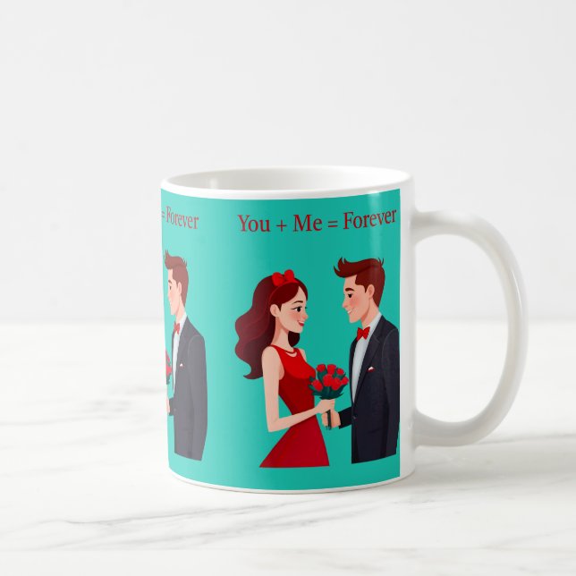Taza De Café Tú + Yo = Siempre Romántico Pareja Mug (Derecha)