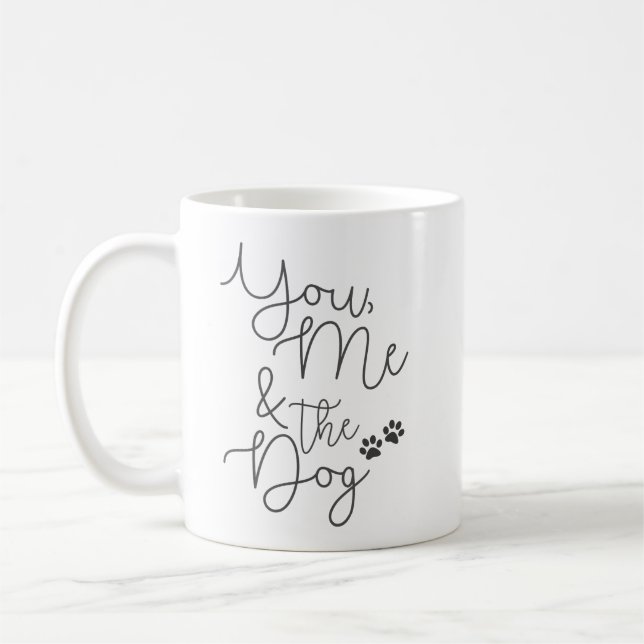 Taza De Café Tú, yo y el perro, Minimalista negro y blanco (Izquierda)