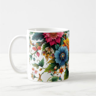 Taza De Café Tubo de café con flores botánico