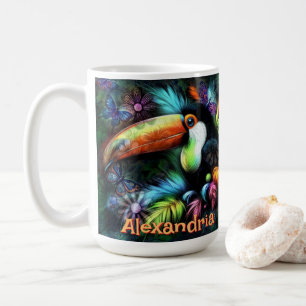 Taza De Café Tucán Pájaro Abstracto Caprichoso Personalizado