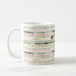 Taza De Café Tucán Pájaro Rayas Verdes Rosadas