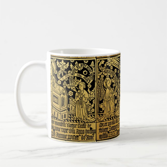 Taza De Café Tudor Brass Rubbing Anunciación Mary Angel (Izquierda)
