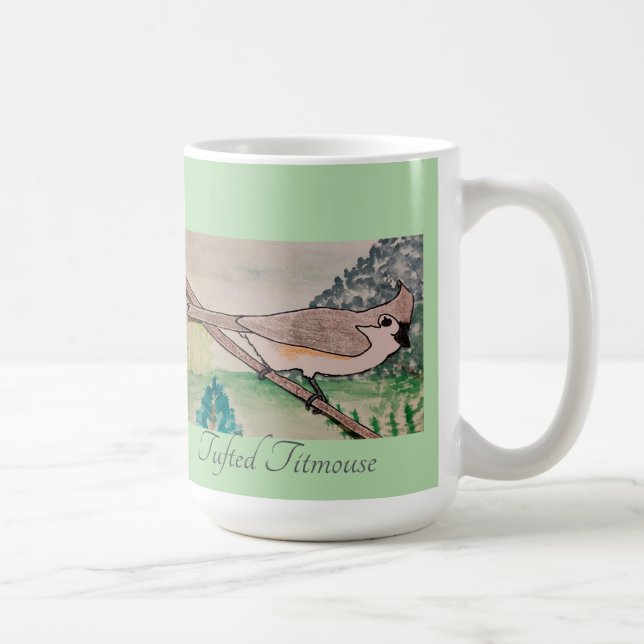 Taza De Café Tufted Titmouse Pale Green (Derecha)