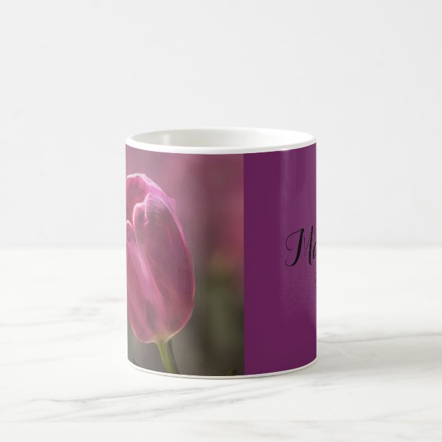 Taza De Café Tulip Bokeh rosa personalizado (Centro)