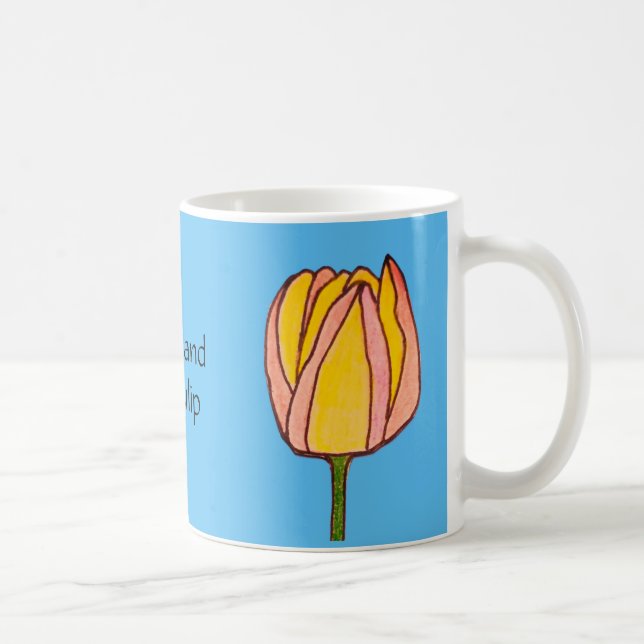 Taza De Café Tulipán Amarillo y Rosa  (Derecha)